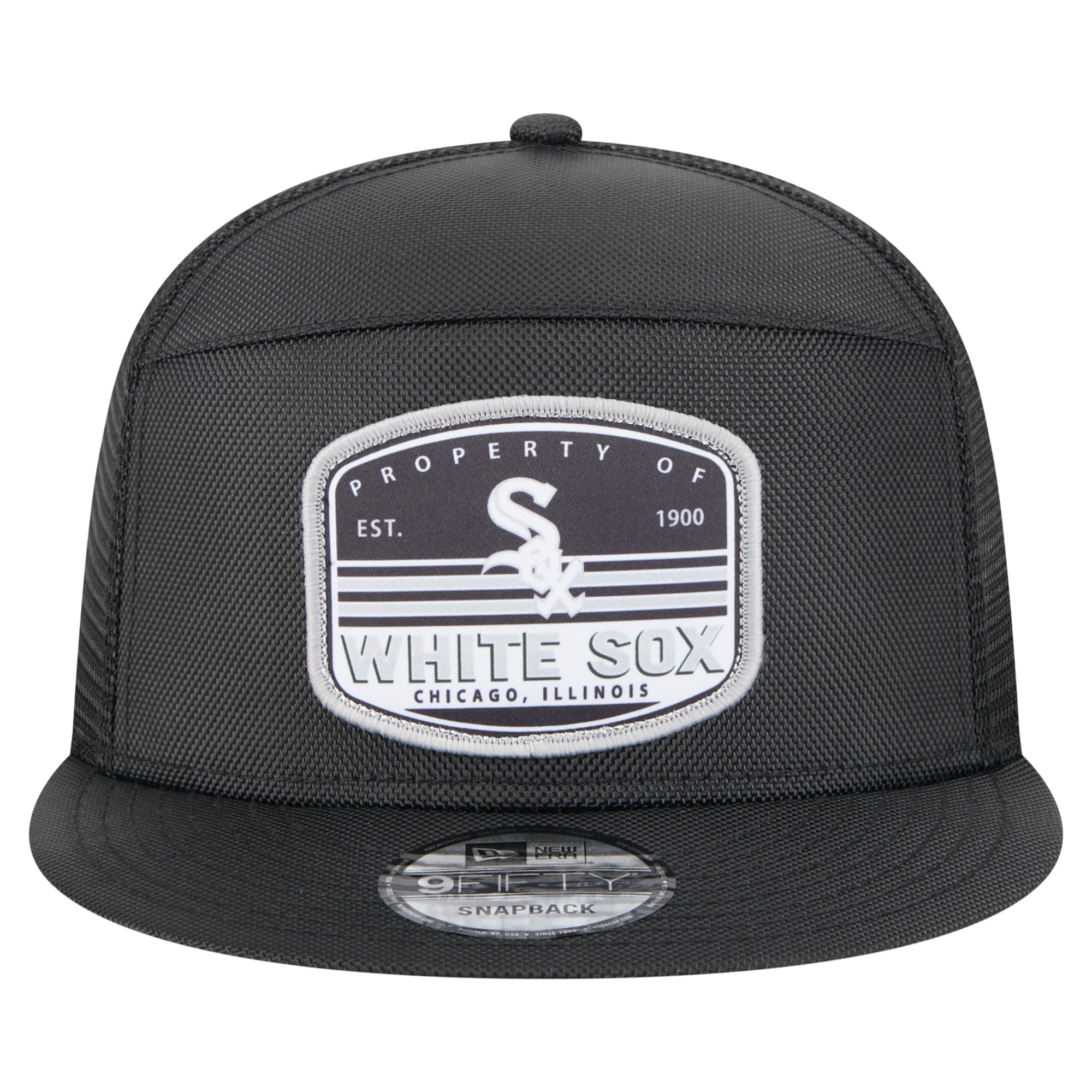 Men's New Era Black Chicago White Sox Split Panel 9FIFTY Trucker Snapback Hat
